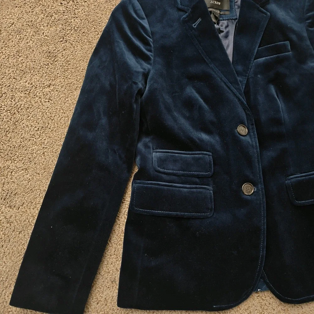 J.Crew Schoolboy Blazer Navy Blue Velvet Petite 0P NWT 05477 Tailored Jacket